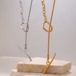 Stainless Steel Twin 18K Gold Necklace Women's Exquisite Advanced Design Sweater Chain