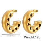 color: Cutout Big C Hollow Earrings Gold MS-221