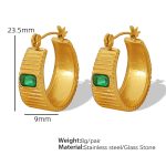 color: EH154 Green Glass Stone Earrings