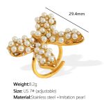 color: JZ90 White Bead 7# Adjustable Gold Ring