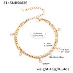 color: E145-Gold Double Layer Beveled Bracelet 16+5cm