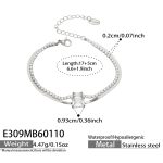 color: E309-Steel Color White Zircon Bracelet 17+5cm