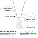 color: KP117-036--Cube Tag Steel Color Necklace -50.5cm