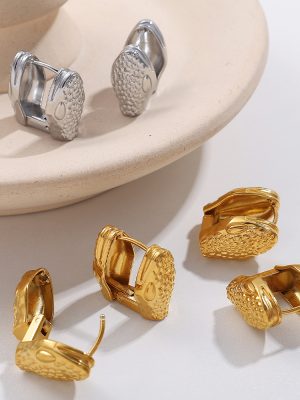 Personality Cool Snake Pattern Earrings Stainless Steel 18K Gold Plating Simple Earrings Women