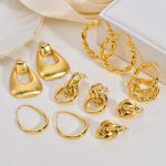 Large hoop copper earrings, golden earrings for women, designer chic ear studs, U-shaped hoops, exquisitely crafted and subtly luxurious.