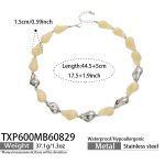 color: TXP600-Yellow Resin Steel Color Necklace -44.5+5cm