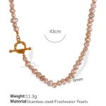color: XL304 Pink Freshwater Pearl Gold Necklace