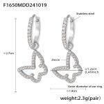 color: F1650-Steel Color Butterfly Set with Zircon Earrings