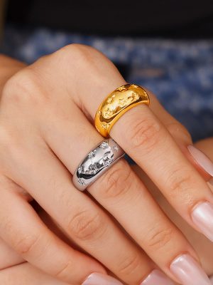 Retro XINGX Wide Version Smooth Opening Ring Design Copper Material Ornament