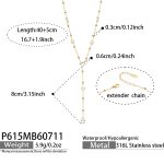 color: P615-Drop Zircon Gold Necklace -40+5cm