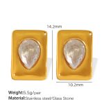color: EH788 White Stone Gold Earrings