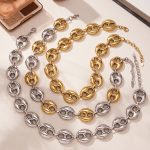 Color Matching Room Electric Hollow Coffee Bean Stainless Steel Bracelet Clavicle Chain Plated 18K Real Gold Exaggerated and Personalized Jewelry