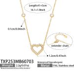 color: TXP253-Heart Shape Zircon Gold Necklace -41+5cm
