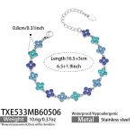 color: TXE533-Blue Color Zircon Steel Color Bracelet 16.5+5cm