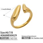 color: A066-Geometric Gold Open Ring / size: US 6