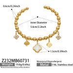 color: Z232-White Zircon Four-petal Flower Gold Bangle