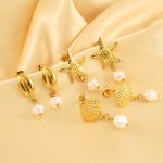 Ocean Stainless Steel Earrings 18K Crab Starfish Scallop Earrings Female Earrings