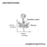 color: K007-Steel Color Dragonfly Zircon Pendant