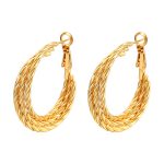 color: Twist Three Layer Earrings Gold