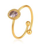 color: Oval Zircon Ring Pink Zircon / size: Open Adjustable