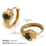 color: EH1144GNG Green Rhinestone Small Hoop Earrings