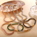Zircon Inlaid Necklace Bracelet Light Luxury Multi-Color Full Diamond Jewelry Set