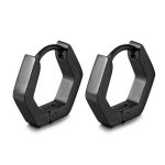 color: Flat Hexagon Ear Cuff Black 1 PC