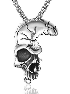 Ornament Punk Men's Half Face Mask Necklace Stainless Steel Necklace Pendant Generation Hair