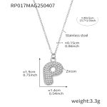 color: RP017-P Letter Steel Color Necklace 40+5cm