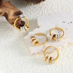 Diamond Small Circle Pendant Temperament Elegant Simple All-Match Stainless Steel Gold Plated Earrings Jewelry Women