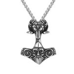 Nordic Men's Ornament Viking Stainless Steel Goat Head Quake Necklace Pendant
