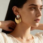 Hammered Curved Surface Sun and Moon Earrings Earrings Stainless Steel Earrings Women