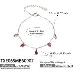 color: TXE065-Red Zircon Steel Color Bracelet -17+5cm