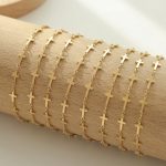 Cold Cross Bracelet Stainless Steel Plated 18K Real Gold Simple All-Match Metal Bracelet