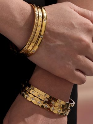 New Simple Stainless Steel Diamond Simple Bracelet Bracelet Female Lady Wristband Bracelet