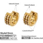 color: F054-Three Layer Zircon Gold Earrings -9mm