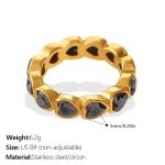 color: JZ171BKG8 Black Zircon Heart Ring