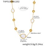 color: TXP515-White Resin Gold Necklace 47.5+5cm