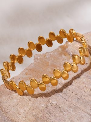 Italian Polka Dot Buckle Bracelet Stainless Steel PVD Plated 18K Real Gold Bracelet