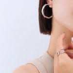 color: F249-Steel Color 4cm Twist Texture C Shape Earrings