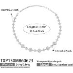 color: TXP130-White Zircon Steel Color Necklace -31+12cm