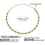 color: TXP615-Green Zircon Gold Necklace -31.5+12cm