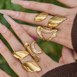 Stainless Steel Personalized Ring Female 18K Gold Color Protection Light Luxury Ins Exaggerated Cell Phone Finger Ring