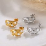 New Light Luxury Earrings Advanced Inlaid Imitation Pearl Earrings Temperament Design Earrings