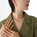 Personalized All-Match Lock Head Necklace Earrings Stainless Steel Jewelry Set Decorations