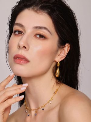 Summer Cool Versatile Korean Style Minimalist Large and Small Water Drop Stitching Pendant Earrings Temperament New Accessories
