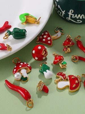 Cute Refreshing Three-Dimensional Fruit and Vegetable DIY Necklace Pendant Corn Pepper Mushroom Dripping Bracelet Accessories