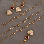Light Luxury Heart-Shaped Diamond Pendant Twin Clavicle Chain Gorgeous Court Women's Stainless Steel Necklace
