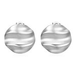 color: Pleated Round Earrings Steel Color MS-423