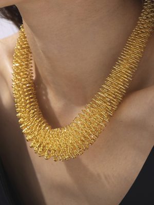 Exaggerated Personalized Hip Hop Spring Modeling Necklace Cold Geometric Stainless Steel Gold Plated Necklace